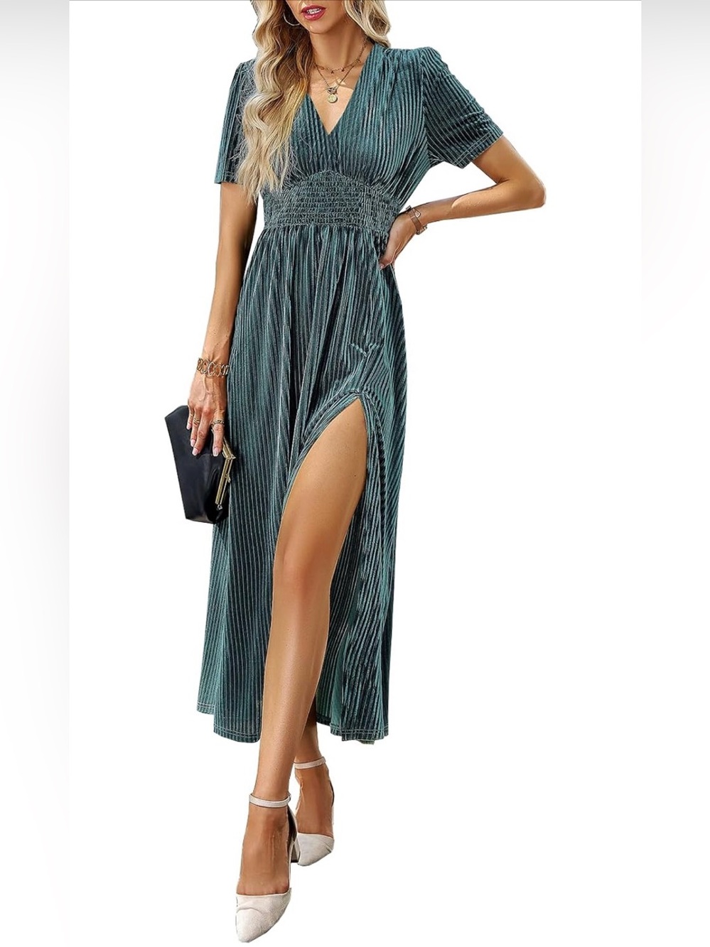Amazon Sissyaki Velvet Maxi Dress Fall Formal Wedding Guest Cocktail Dress Sz M